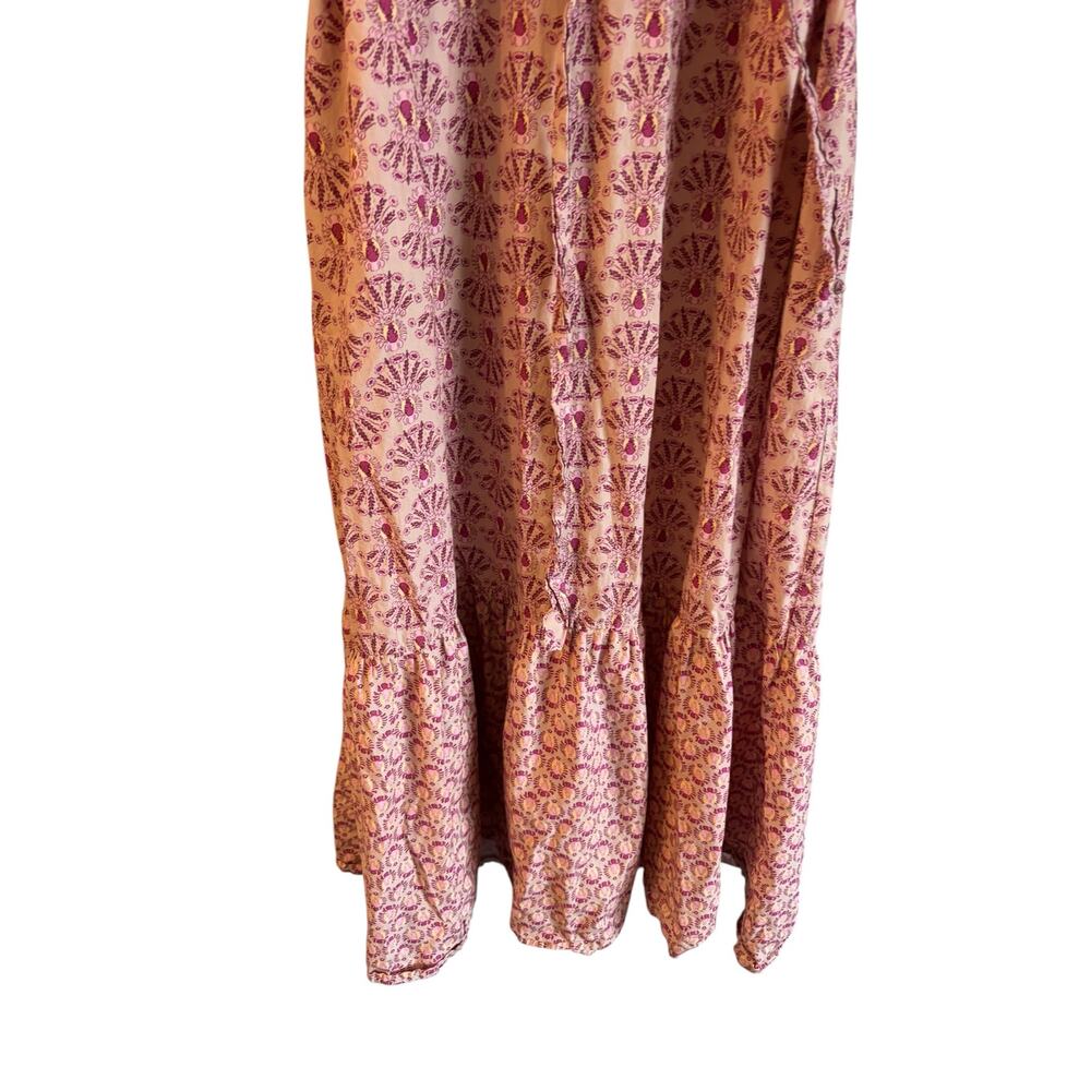 Magari Made In Italy 100% Cotton Maxi Dress Floral Print A Line Short Sleeve XL - Picture 4 of 6